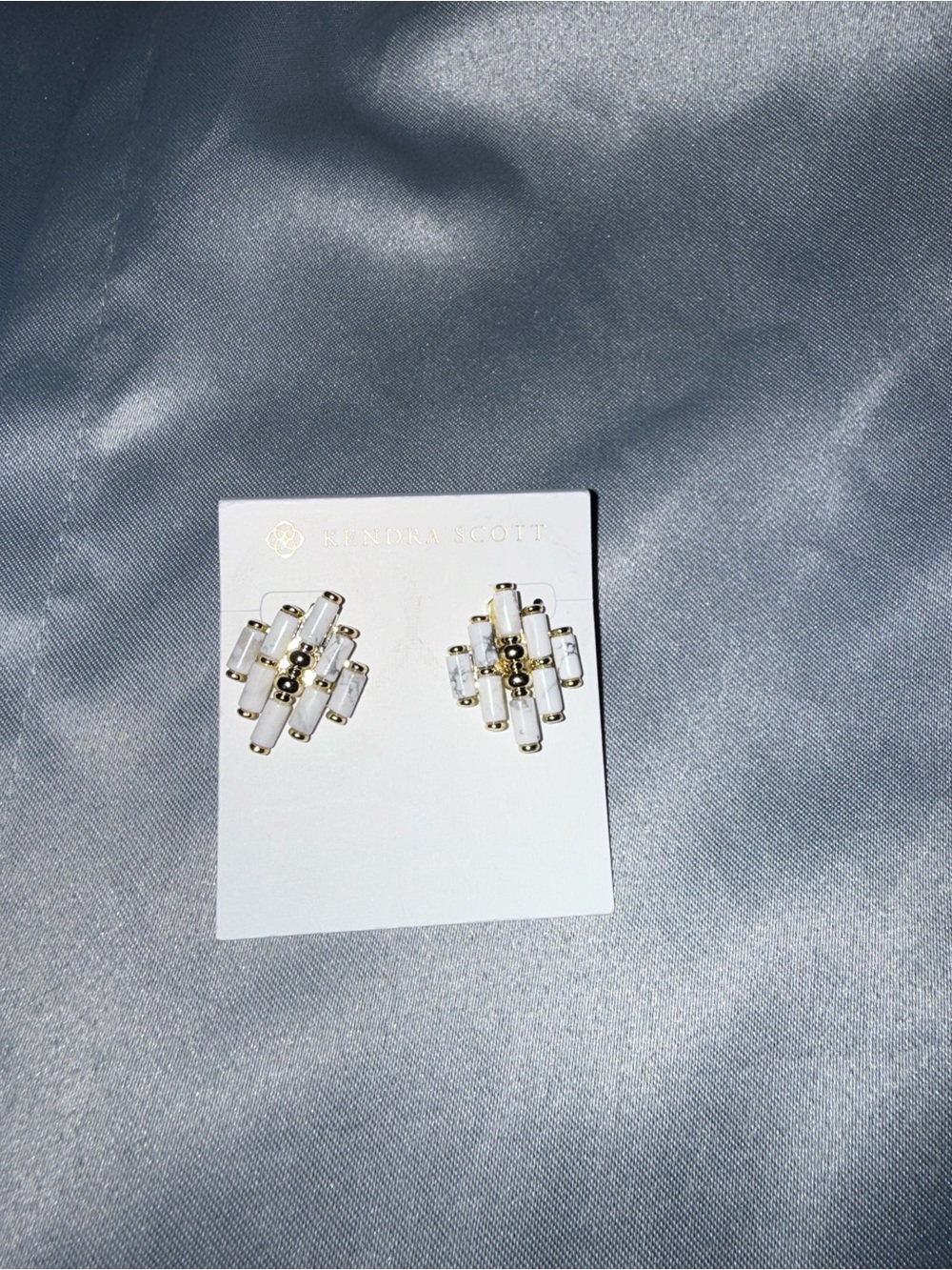 Kendra Scott White Beaded Cross Cluster Stud Earrings
